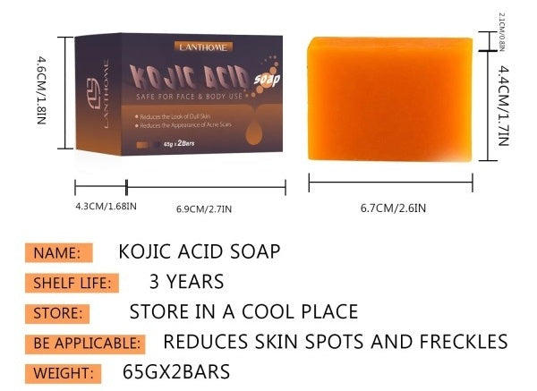 65g x 2 Kojic Acid Soap Whitening Reduce Skin Dullness Acne Treatment Anti Aging Moisturizing Hand Soap for Face Skin Care - SHOPPING YARD