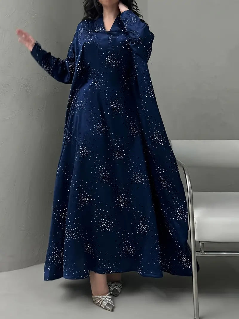 Elegant Burgundy Abaya Dress with Sequins