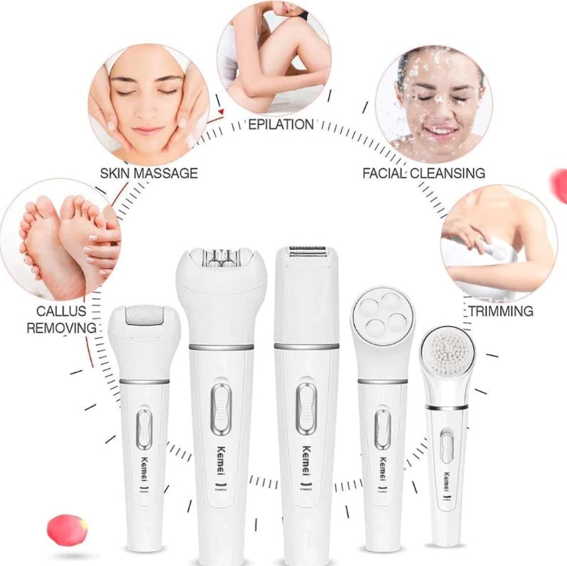 5 in 1 Women Shaver Wool Device Epilator Face Cleansing Brush Women Shaving Machines Hair Removal Facial Razor - SHOPPING YARD
