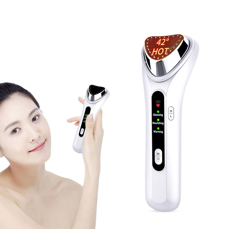 Cold Heat Ultrasonic Multifunctional Portable High Frequency Vibration Ion Beauty Device Anti-Wrinkle Whiten Ionic Face Massager - SHOPPING YARD