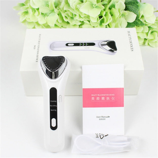 Cold Heat Ultrasonic Multifunctional Portable High Frequency Vibration Ion Beauty Device Anti-Wrinkle Whiten Ionic Face Massager - SHOPPING YARD