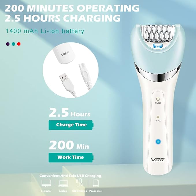 VGR Professional Hair Cutting Machines for Ladies Rechargeable 5 In 1 Lady Care Set Electric Shaving Machine for Women V-703 - SHOPPING YARD