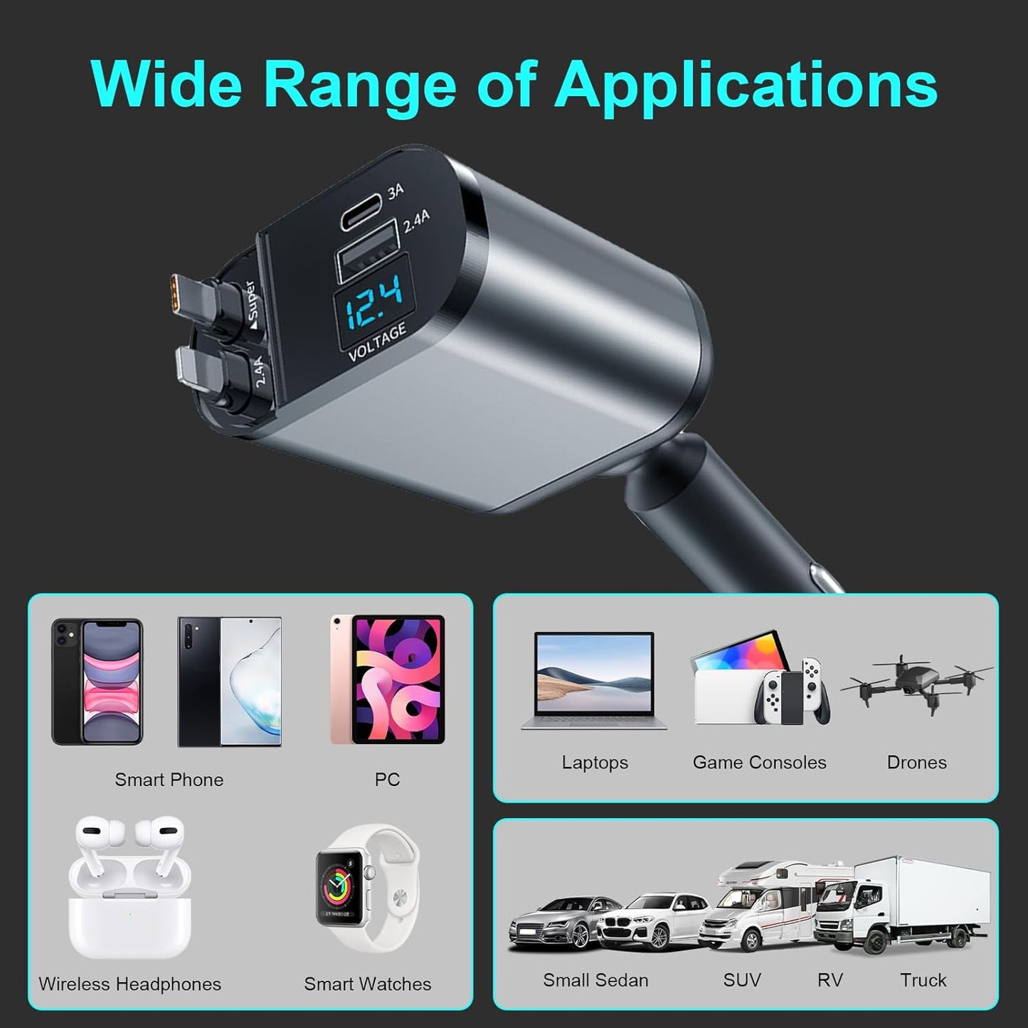 4 in 1 Retractable Charger