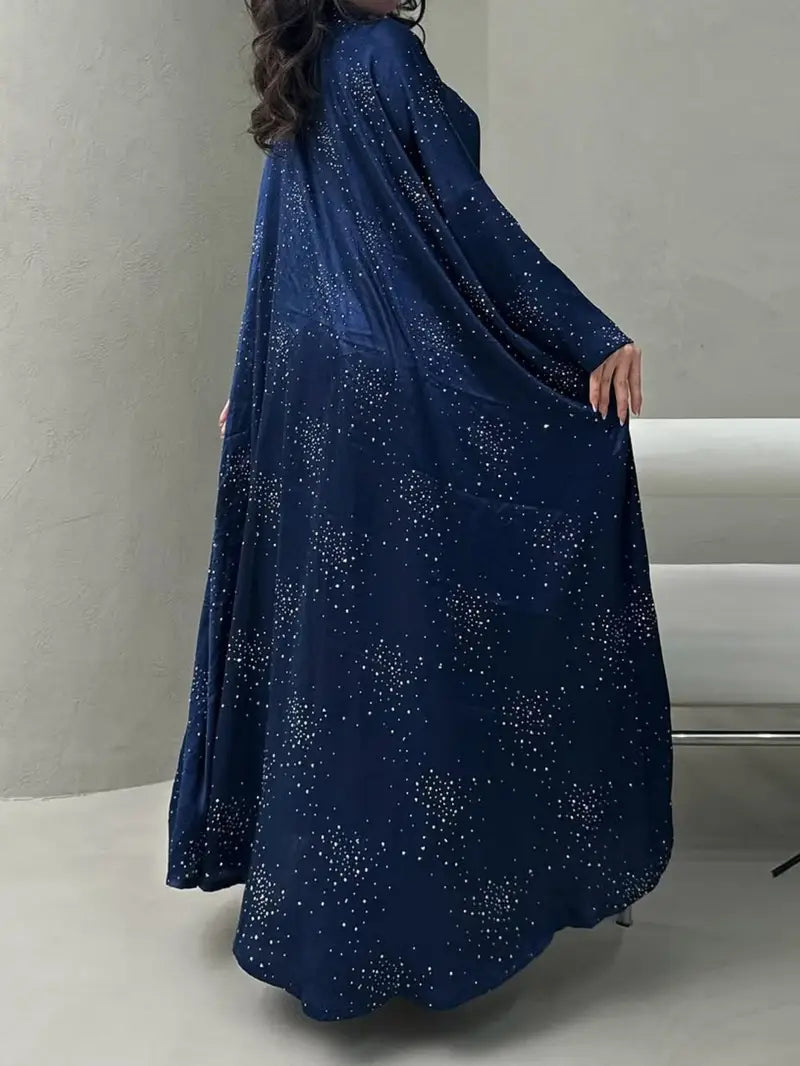 Elegant Burgundy Abaya Dress with Sequins