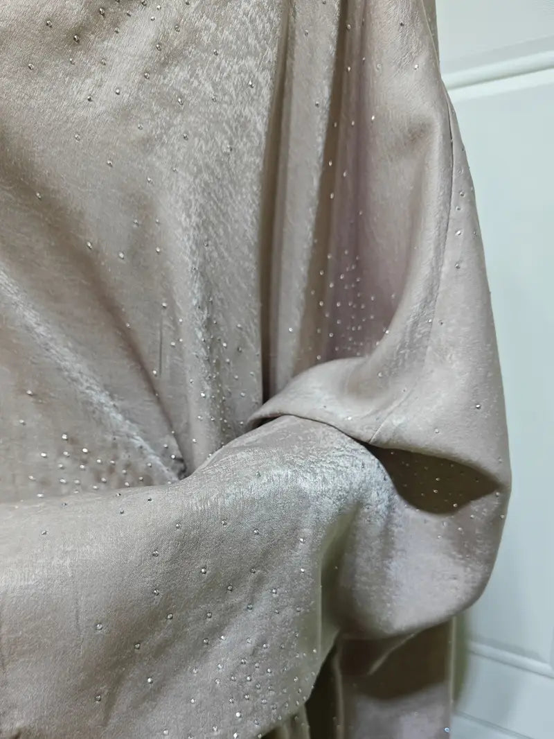 Elegant Burgundy Abaya Dress with Sequins