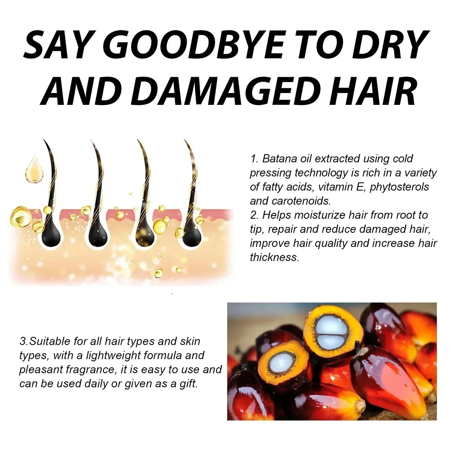 Natural Pure Batana Oil For Hair Growth Batana Oil Hair Oil Hair Loss Organic Batana Oil Hair Growth For Black Men & Women - SHOPPING YARD