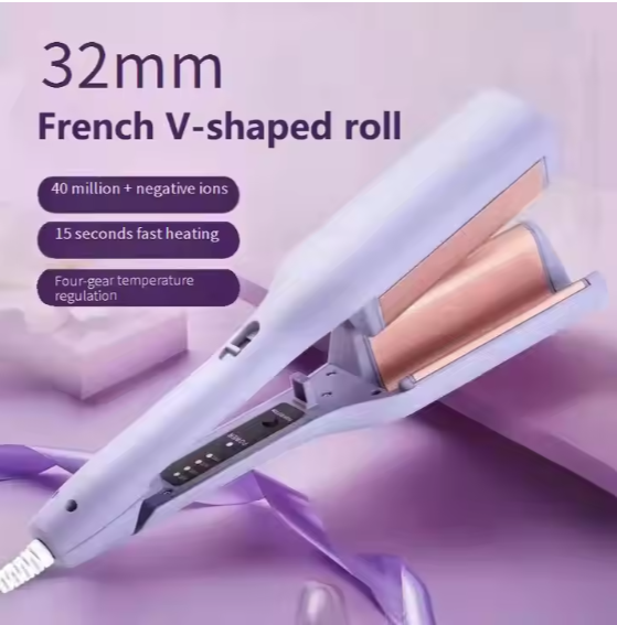 32MM Electric Curling Iron Automatic Lambswool Curling Tool Long Lasting Styling French Styling Rotating Anti-Flame Design - SHOPPING YARD