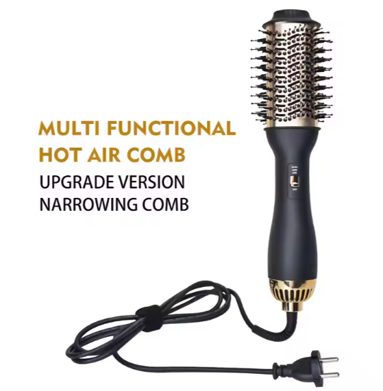 Elegant Black & Gold Hair Blow Dryer Brush & Volumizer - SHOPPING YARD
