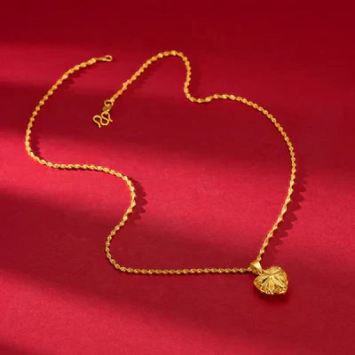 Love Heart Shape 24 k Gold Plated Pendant Necklace for Women