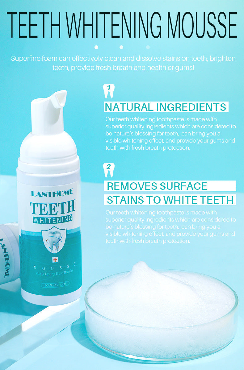 Teeth Whitening Toothpaste Foam Baking Soda Toothpaste Mousse Stains Removal - SHOPPING YARD