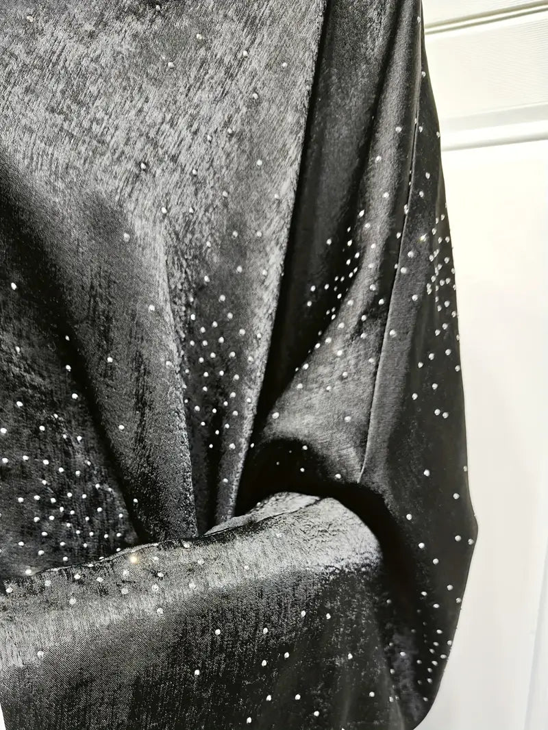 Elegant Burgundy Abaya Dress with Sequins