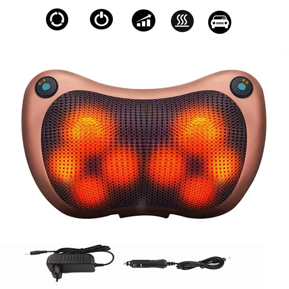 Head Massager Car Home Cervical Shiatsu Massage Neck Back Waist Body Electric Multifunctional Massage Pillow Cushion - SHOPPING YARD