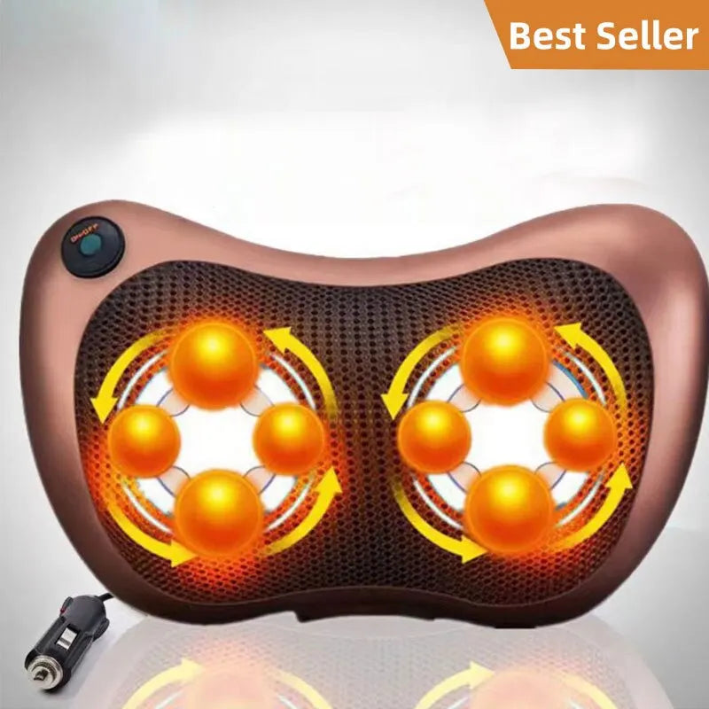 Head Massager Car Home Cervical Shiatsu Massage Neck Back Waist Body Electric Multifunctional Massage Pillow Cushion - SHOPPING YARD