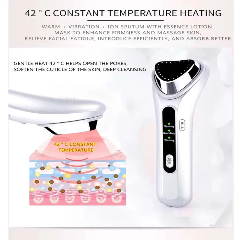 Cold Heat Ultrasonic Multifunctional Portable High Frequency Vibration Ion Beauty Device Anti-Wrinkle Whiten Ionic Face Massager - SHOPPING YARD