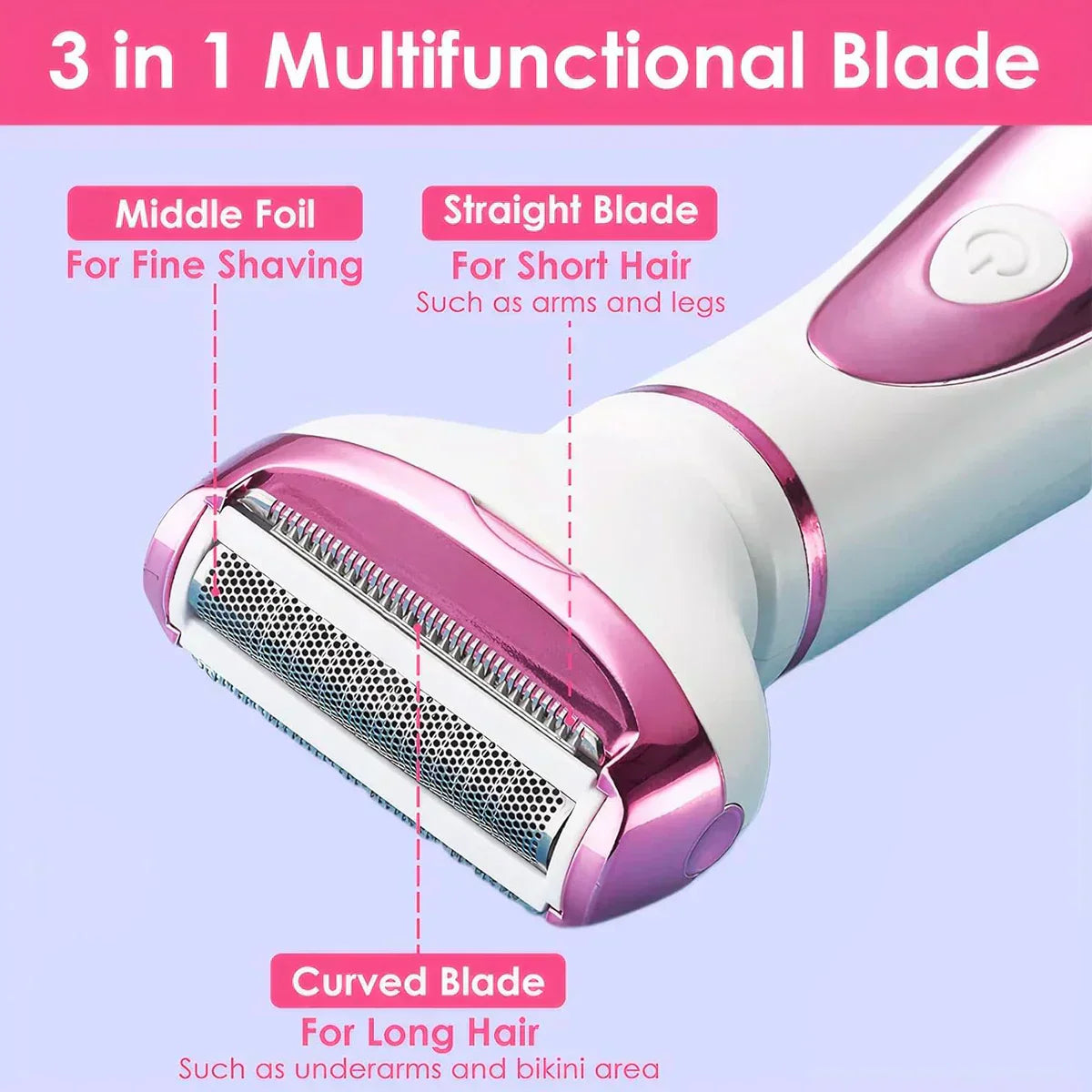 Women Epilators Electric Razor Shaver for Women,4 in 1 Painless Body Trimmer and Facial Hair Remover, Rechargeable Led Display - SHOPPING YARD