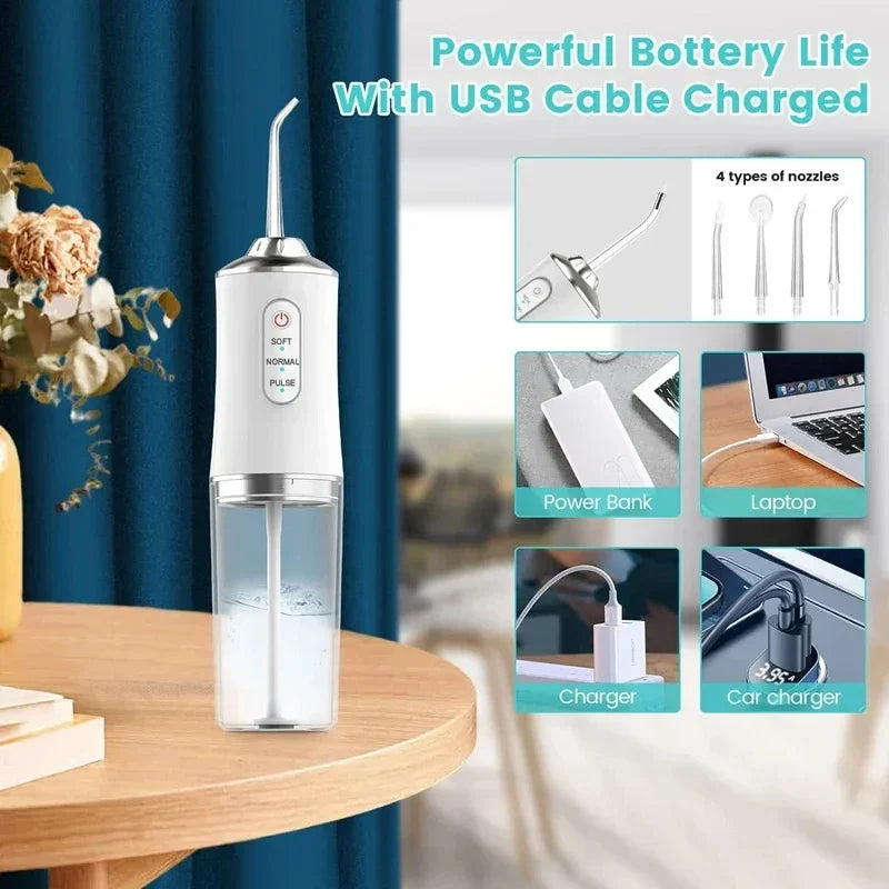 Professional Cordless Oral Irrigator – Portable and Retractable Water Flosser