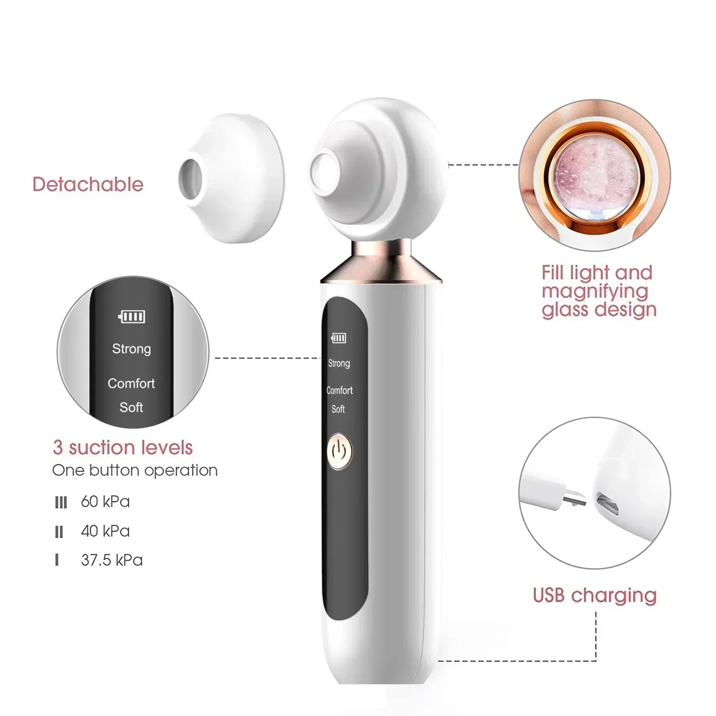 Magnifying Visible Blackhead Remover Visual Blackhead Remover Extractor Tool Set Portable Vacuum Blackhead Removal - SHOPPING YARD