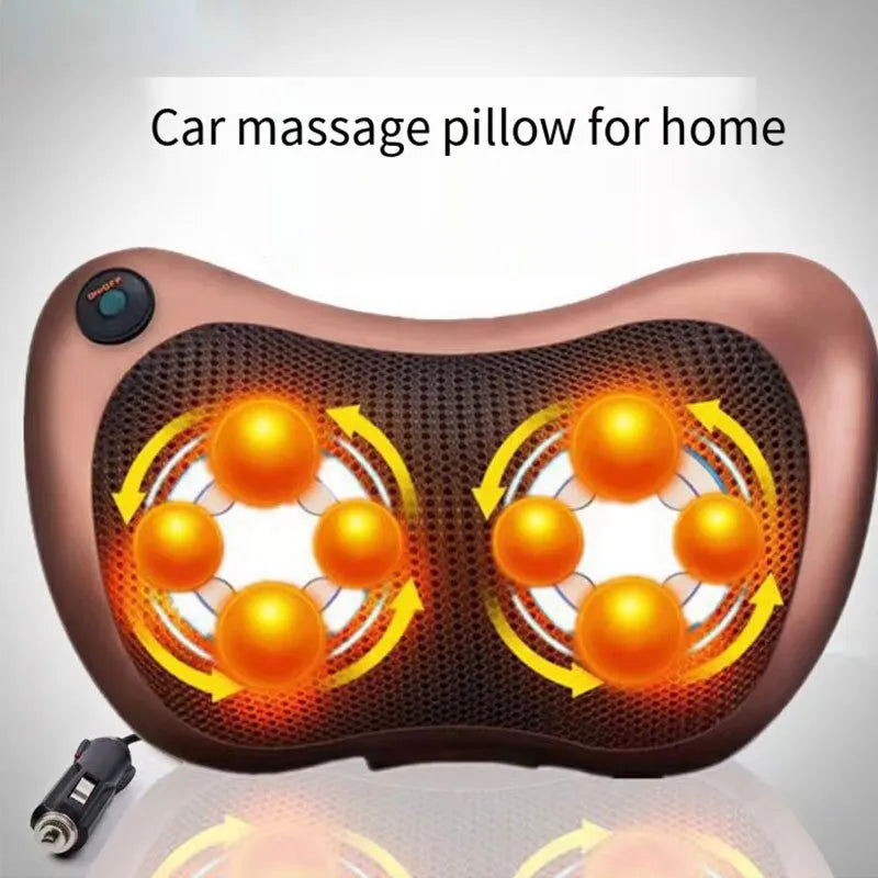Head Massager Car Home Cervical Shiatsu Massage Neck Back Waist Body Electric Multifunctional Massage Pillow Cushion - SHOPPING YARD