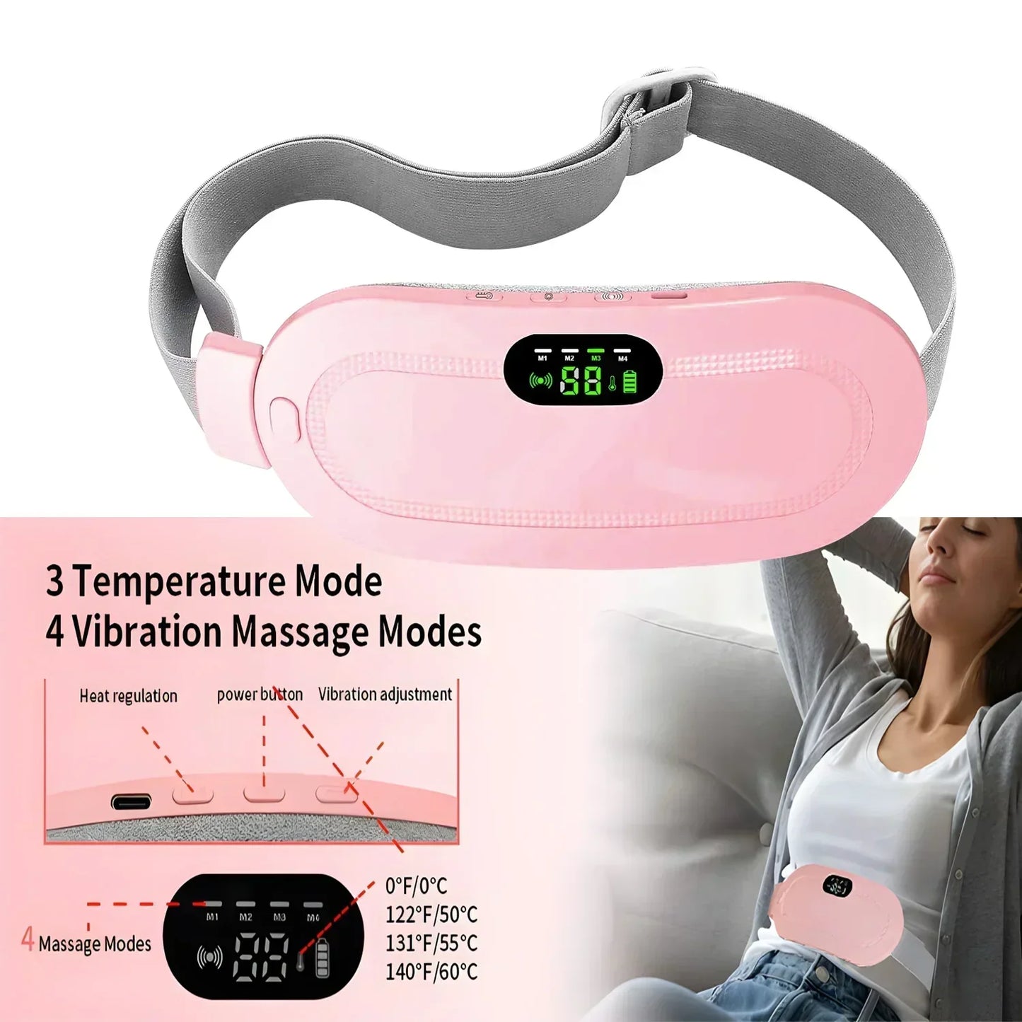 Portable Heating Pad Menstrual Heating Massager Belt Abdominal Belt Period Relief Thermal Massager Belly Warm Palace Belt - SHOPPING YARD