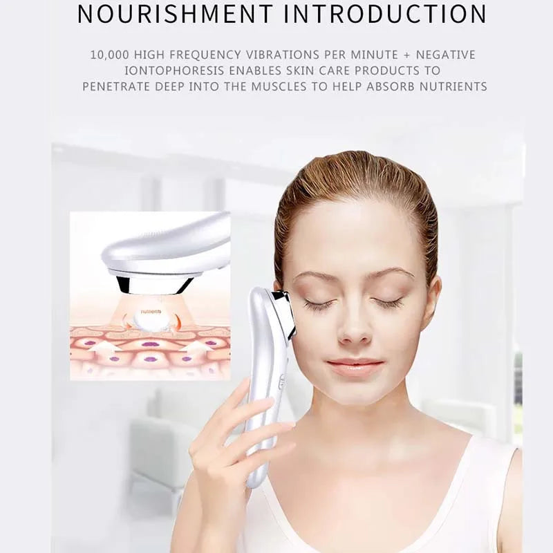Cold Heat Ultrasonic Multifunctional Portable High Frequency Vibration Ion Beauty Device Anti-Wrinkle Whiten Ionic Face Massager - SHOPPING YARD