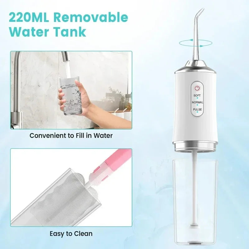 Professional Cordless Oral Irrigator – Portable and Retractable Water Flosser