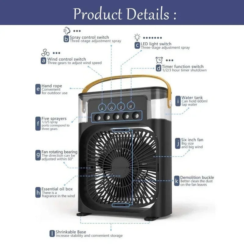 Portable Fan Air Conditioners USB Electric Cooling Fan With Ice