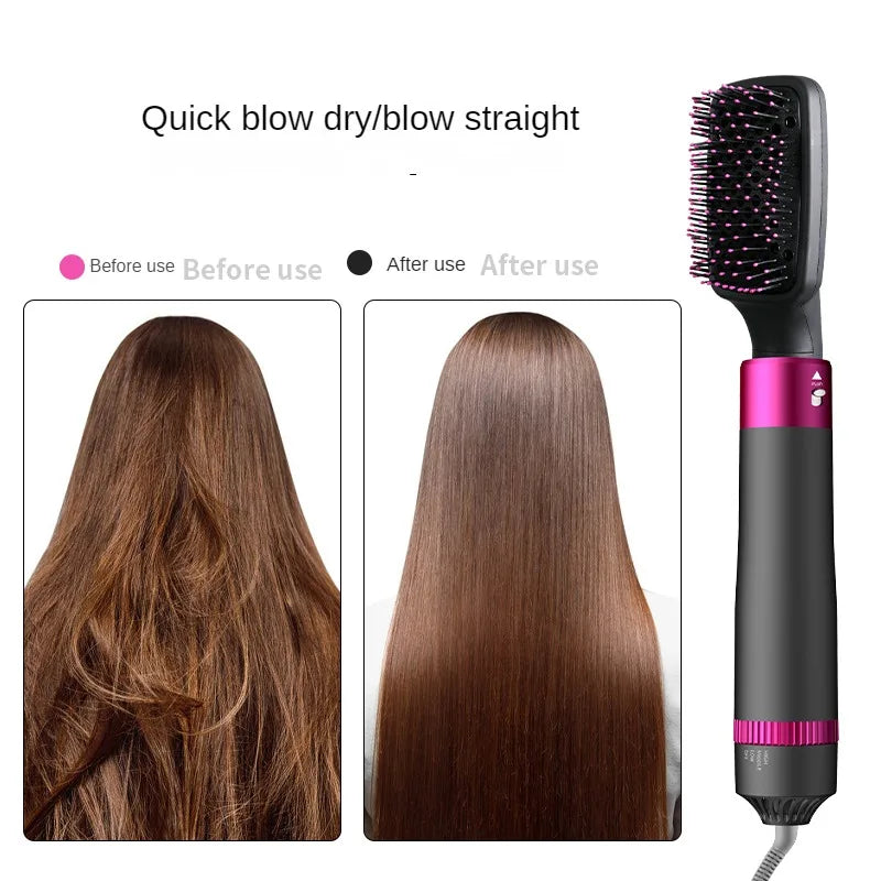 5 in 1 Negative Ion Hot Air Brush Kit Hair Dryer with 5 Detachable Brush Heads for Straightening and Curling Styling. - SHOPPING YARD