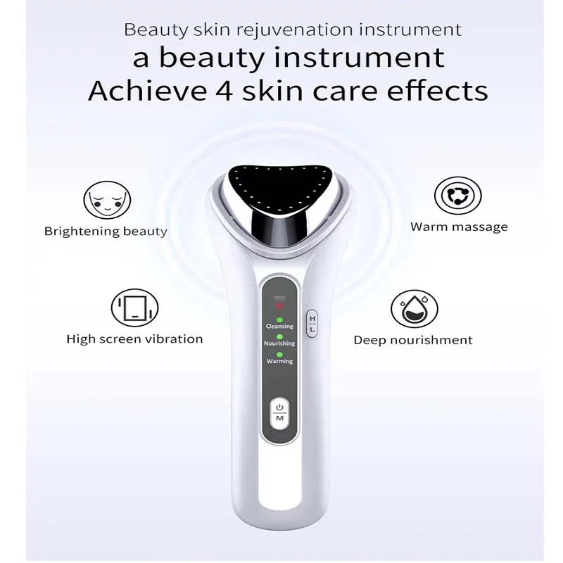 Cold Heat Ultrasonic Multifunctional Portable High Frequency Vibration Ion Beauty Device Anti-Wrinkle Whiten Ionic Face Massager - SHOPPING YARD
