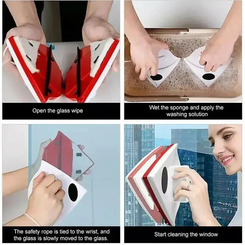 Wipe Glass Artifact Double-layer Strong Magnetic Glass Wiper Cleaning Tool