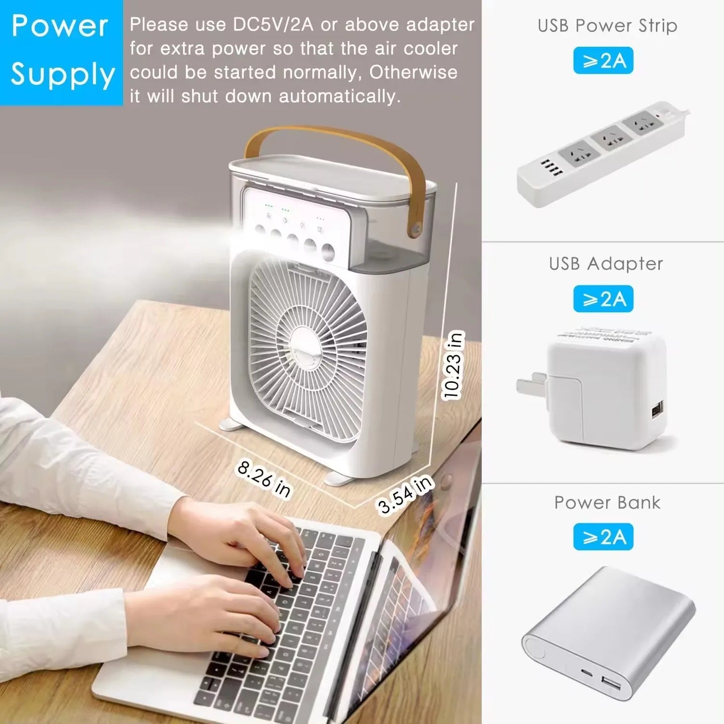 Portable Fan Air Conditioners USB Electric Cooling Fan With Ice