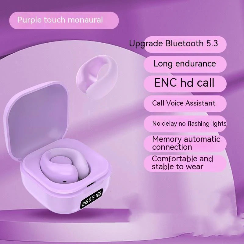 Private LED Digital Display Ear Clip Bluetooth Earphones