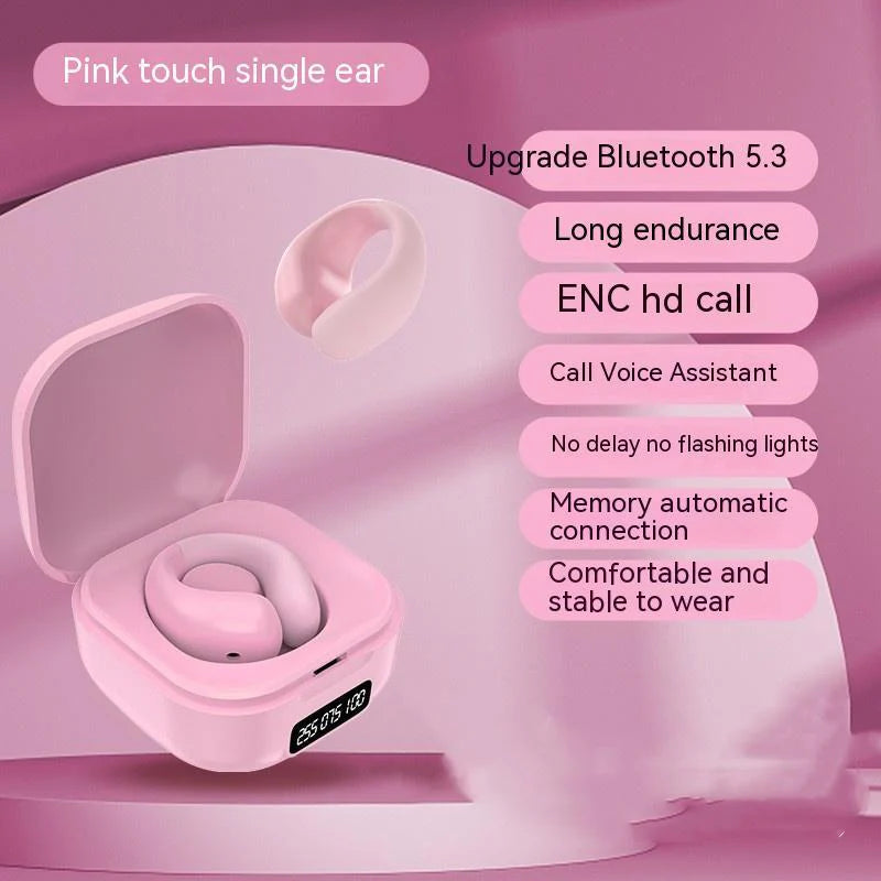Private LED Digital Display Ear Clip Bluetooth Earphones