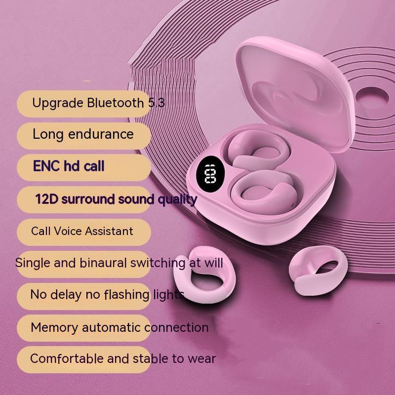 Private LED Digital Display Ear Clip Bluetooth Earphones