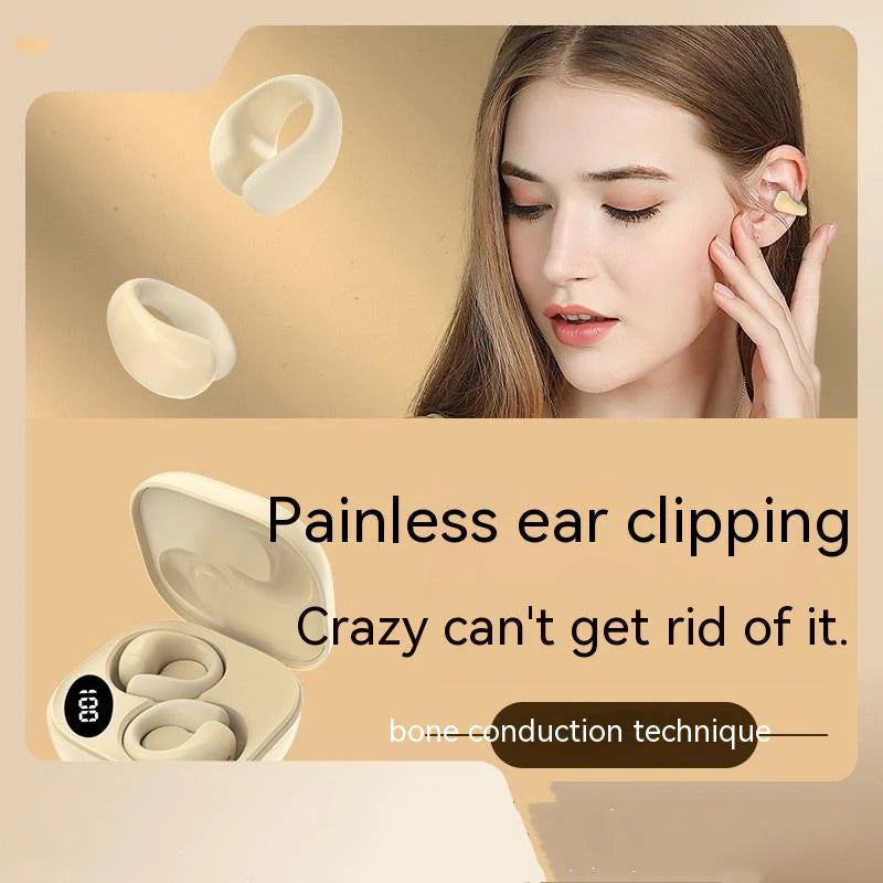 Private LED Digital Display Ear Clip Bluetooth Earphones