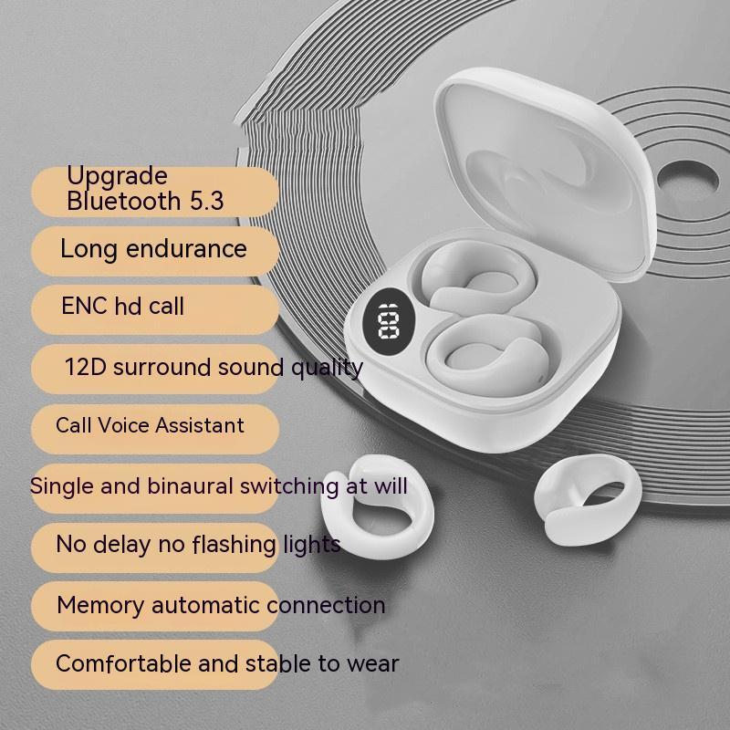 Private LED Digital Display Ear Clip Bluetooth Earphones