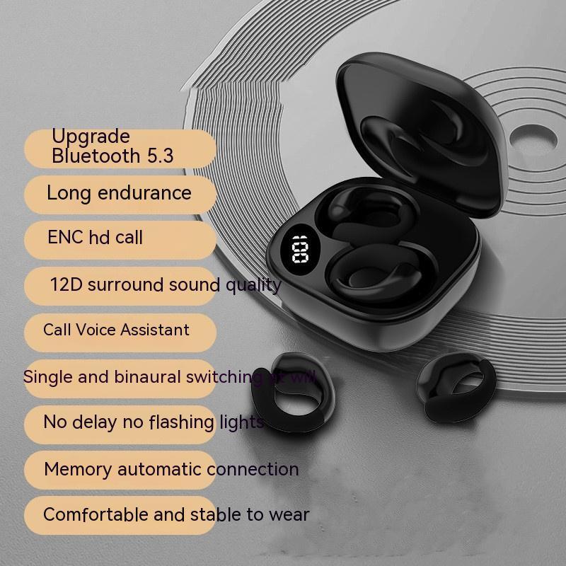 Private LED Digital Display Ear Clip Bluetooth Earphones