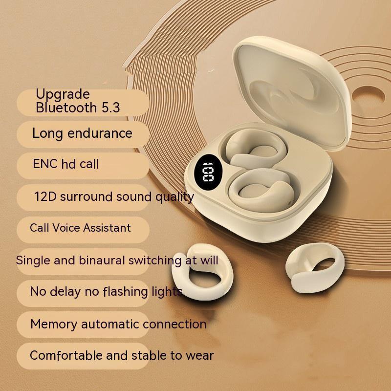 Private LED Digital Display Ear Clip Bluetooth Earphones