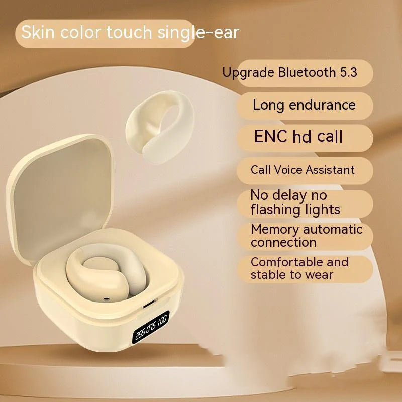 Private LED Digital Display Ear Clip Bluetooth Earphones