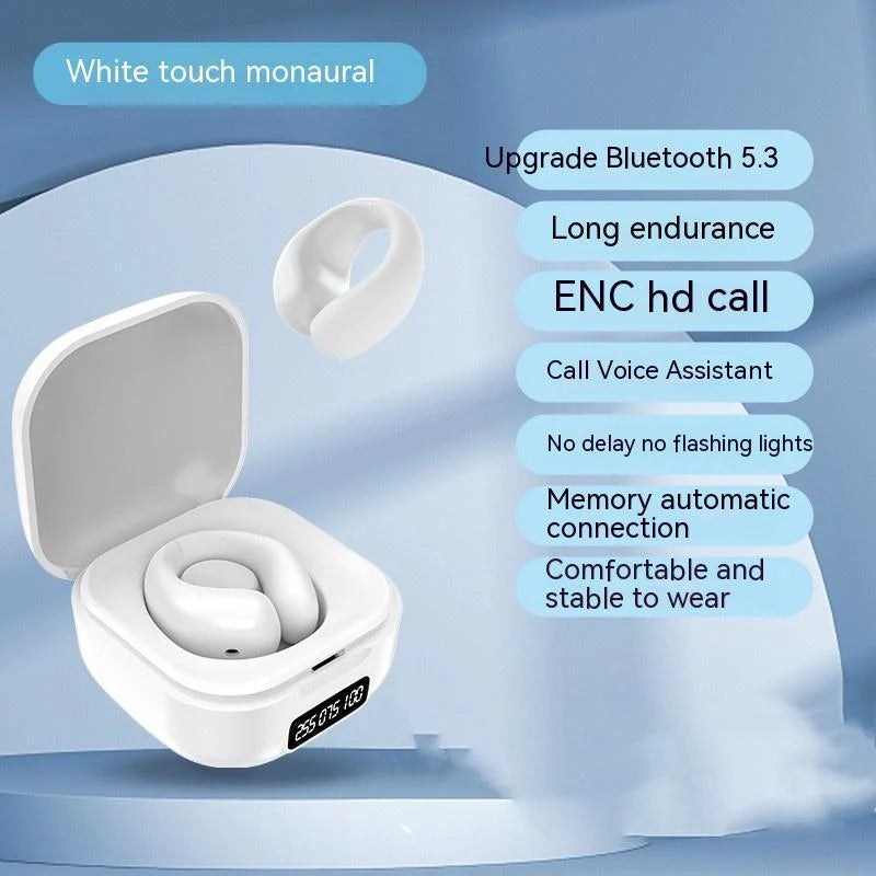 Private LED Digital Display Ear Clip Bluetooth Earphones