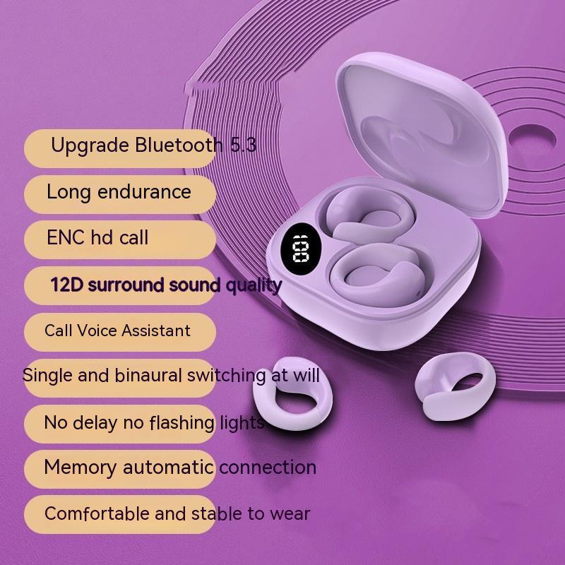 Private LED Digital Display Ear Clip Bluetooth Earphones