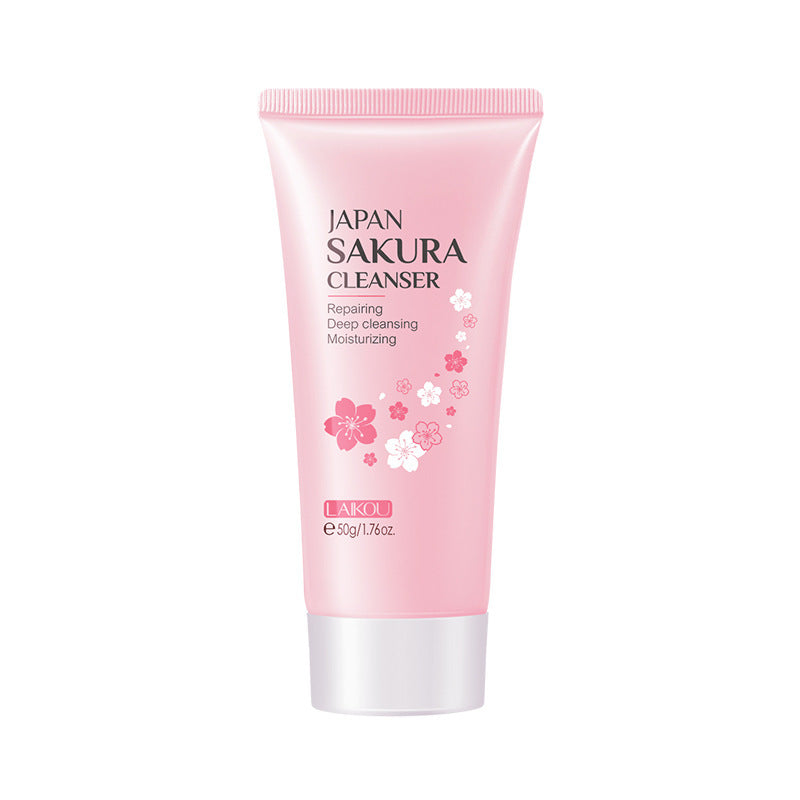 Sakura Cleanser Rich Foam Deep Clean Remove Grease Improve Oily Face Wash Cream Gentle Moisturizing Remove Blackhead Cleanser - SHOPPING YARD
