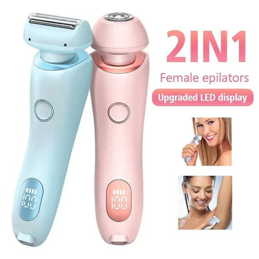2 In 1 Hair Removal Epilator USB Rechargeable Trimmer Women Body Razor Face Leg Armpit Bikini Hand Pubic Shaver Hair Remover - SHOPPING YARD