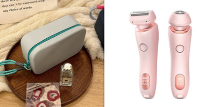 2 In 1 Hair Removal Epilator USB Rechargeable Trimmer Women Body Razor Face Leg Armpit Bikini Hand Pubic Shaver Hair Remover - SHOPPING YARD