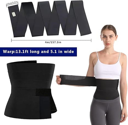 Waist Trainer For Women Waist Wraps For Stomach Me Up Bandage Wrap For Women Body Belly Wraps To Lose Belly Fat Black - SHOPPING YARD