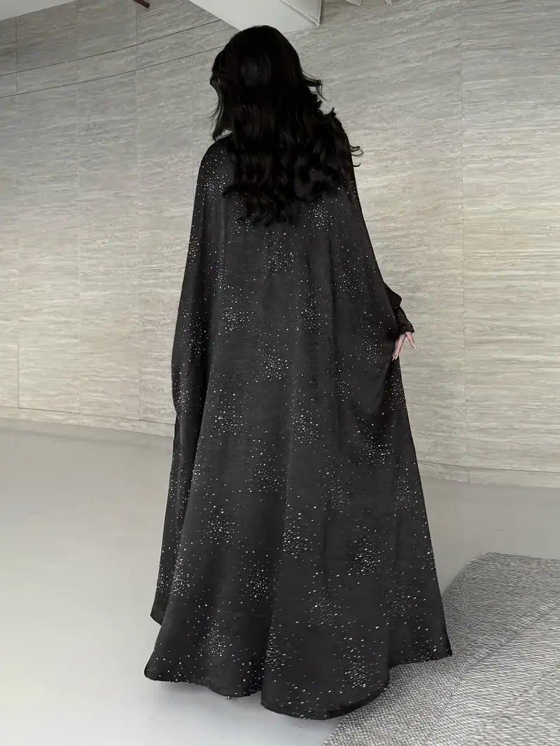 Elegant Burgundy Abaya Dress with Sequins