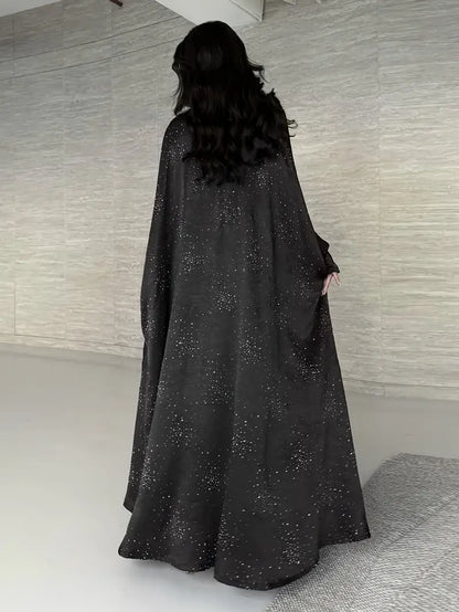 Elegant Burgundy Abaya Dress with Sequins