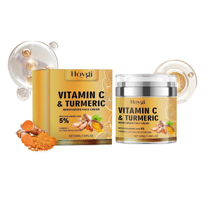 Hoygi Turmeric Cream Moisturizing P-igment Dark Spots Removal Lightening Skin Care Brightening Dullness Vitamin C Face Cream - SHOPPING YARD
