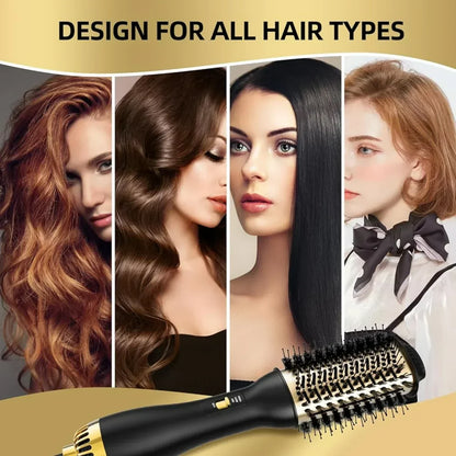 Elegant Black & Gold Hair Blow Dryer Brush & Volumizer - SHOPPING YARD