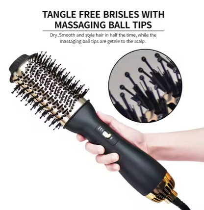 Elegant Black & Gold Hair Blow Dryer Brush & Volumizer - SHOPPING YARD