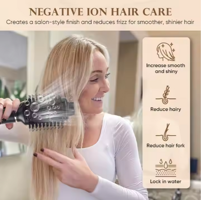 2-in-1 Hot Air Brush, Black, 220V, European Plug, No Battery, 850W, Combo Blow Dryer, Curling Iron & Straightening Tool, Effortless Styling, Quick Drying, Multi-Temperature Settings, Ideal for Home Hair Care - SHOPPING YARD